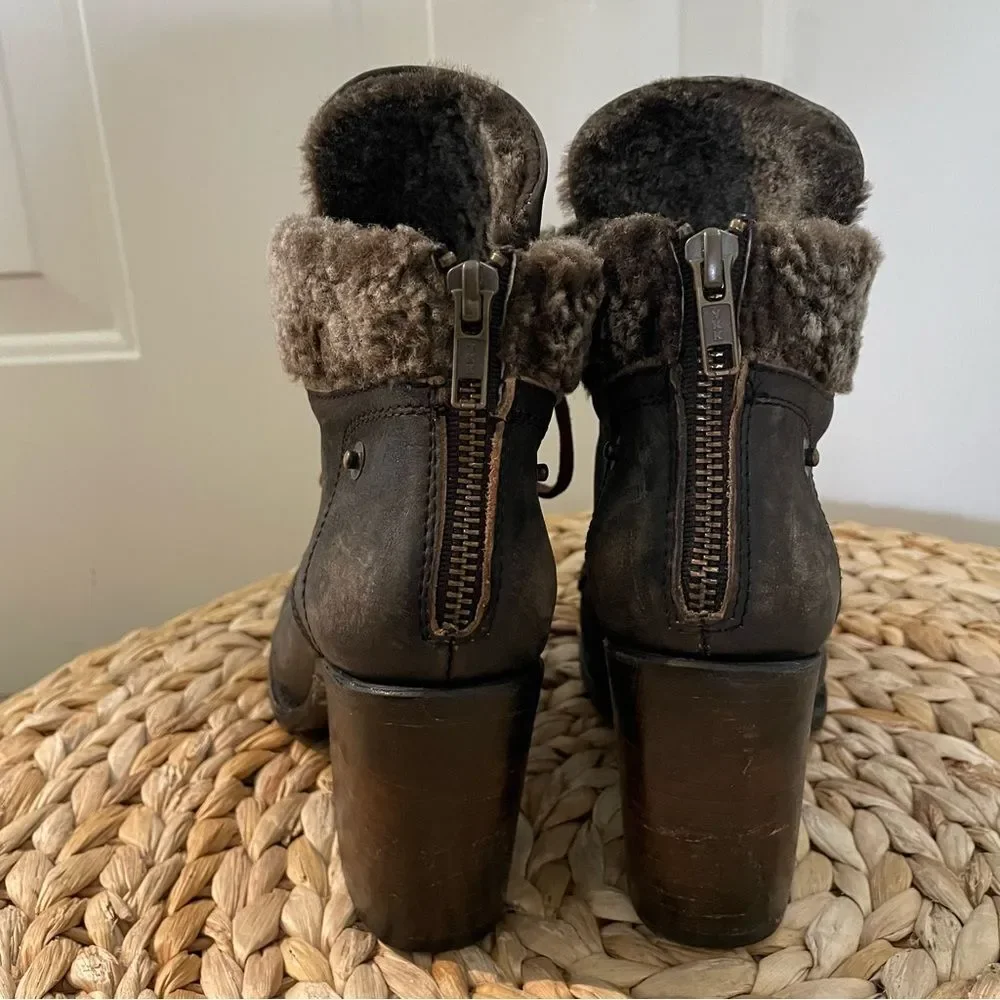 Freebird by Steven Swiss Brown Leather Ankle Booties Women's (Size 7) - Picture 6 of 13